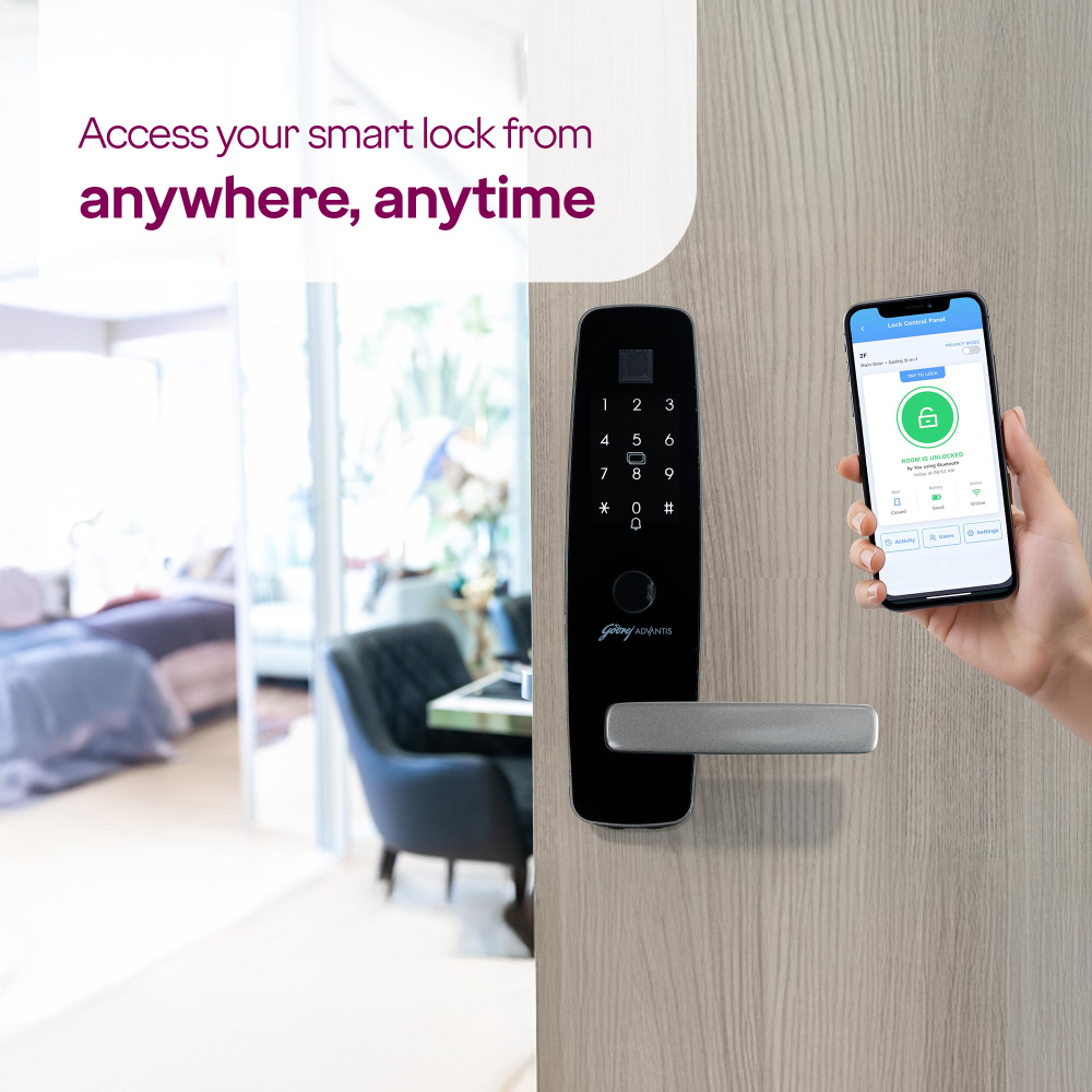 Godrej Smart Lock | Made in India Digital Lock For Main Door I Advanced & Highly Secure | 9 in 1 Access | NFC,Smart Watch,BLE Remote,Wi-Fi,Fingerprint I Grey I 3 Years Warranty